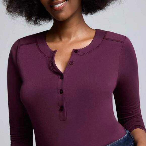 Suzy Shier NEW Jersey Henley Top - Picture 2 of 2